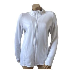 EMERALD 18 Womens Size Medium White Full Zip Active Golf Jacket Thumbholes